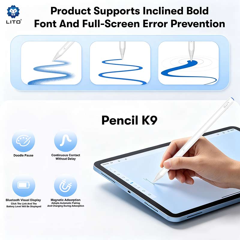 LITO K9 Palm Rejection Magnetic Active Stylus Pencil for iPad