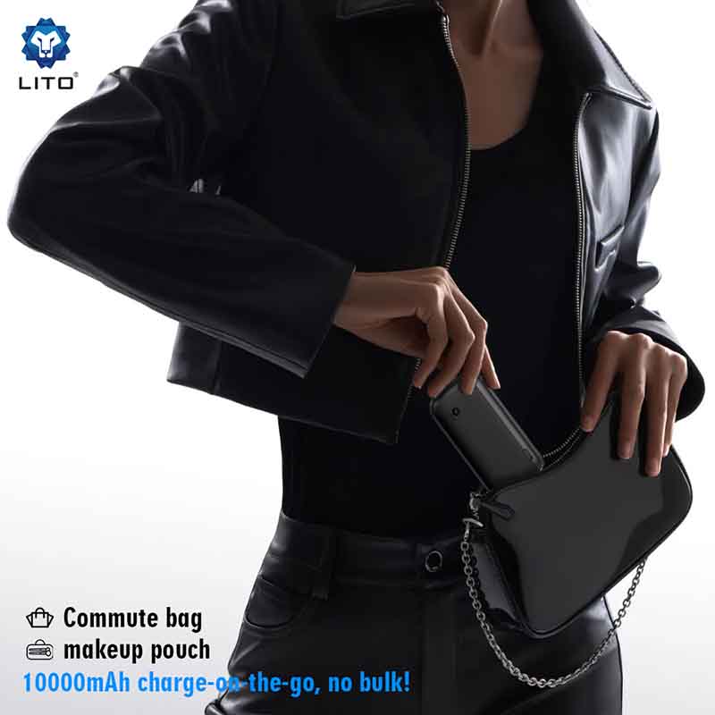 LP10 22.5w fast charging portablLito e slim mini power bank 10000mah for mobile phone with cable