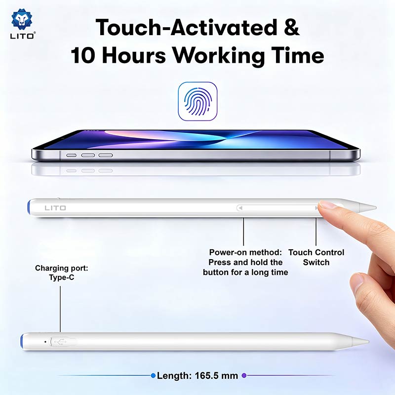 LITO K9 Palm Rejection Magnetic Active Stylus Pencil for iPad