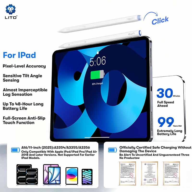 LITO K9 Palm Rejection Magnetic Active Stylus Pencil for iPad