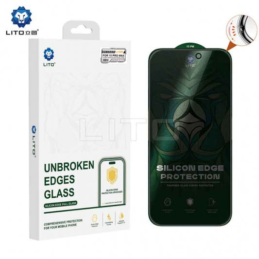LITO D+ Ultra Silicone Edge Privacy Full Glue Tempered Glass Screen Protector iPhone 15 series
