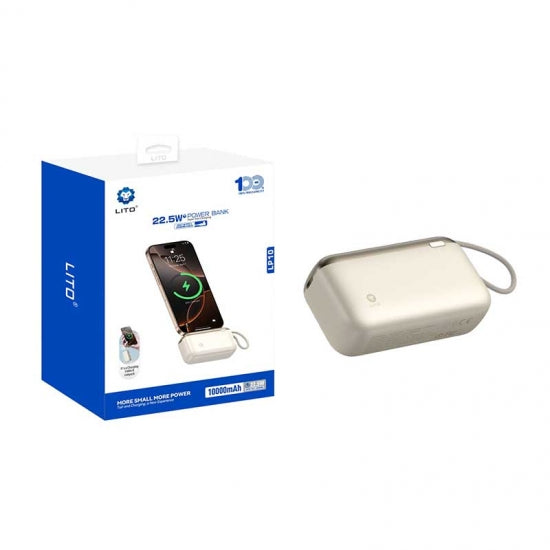 LP10 22.5w fast charging portablLito e slim mini power bank 10000mah for mobile phone with cable