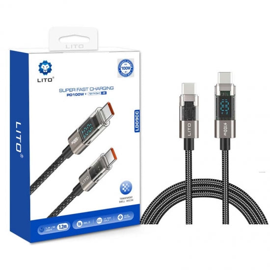 LITO LD09 PD100W High Speed Charge Data Cable with Unique LED Wattage Display