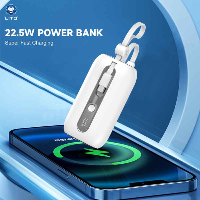LITO LP06 22.5W 10000mAh Power Bank with Cable – Compact, Versatile, and Powerful