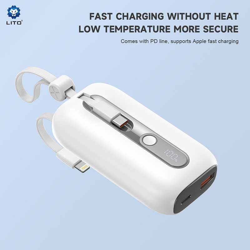 LITO LP06 22.5W 10000mAh Power Bank with Cable – Compact, Versatile, and Powerful